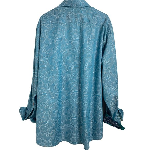 3XL Robert Graham Blue Contrast Trim Long Sleeve Shirt Classic Fit EUC 6513 - Picture 7 of 10